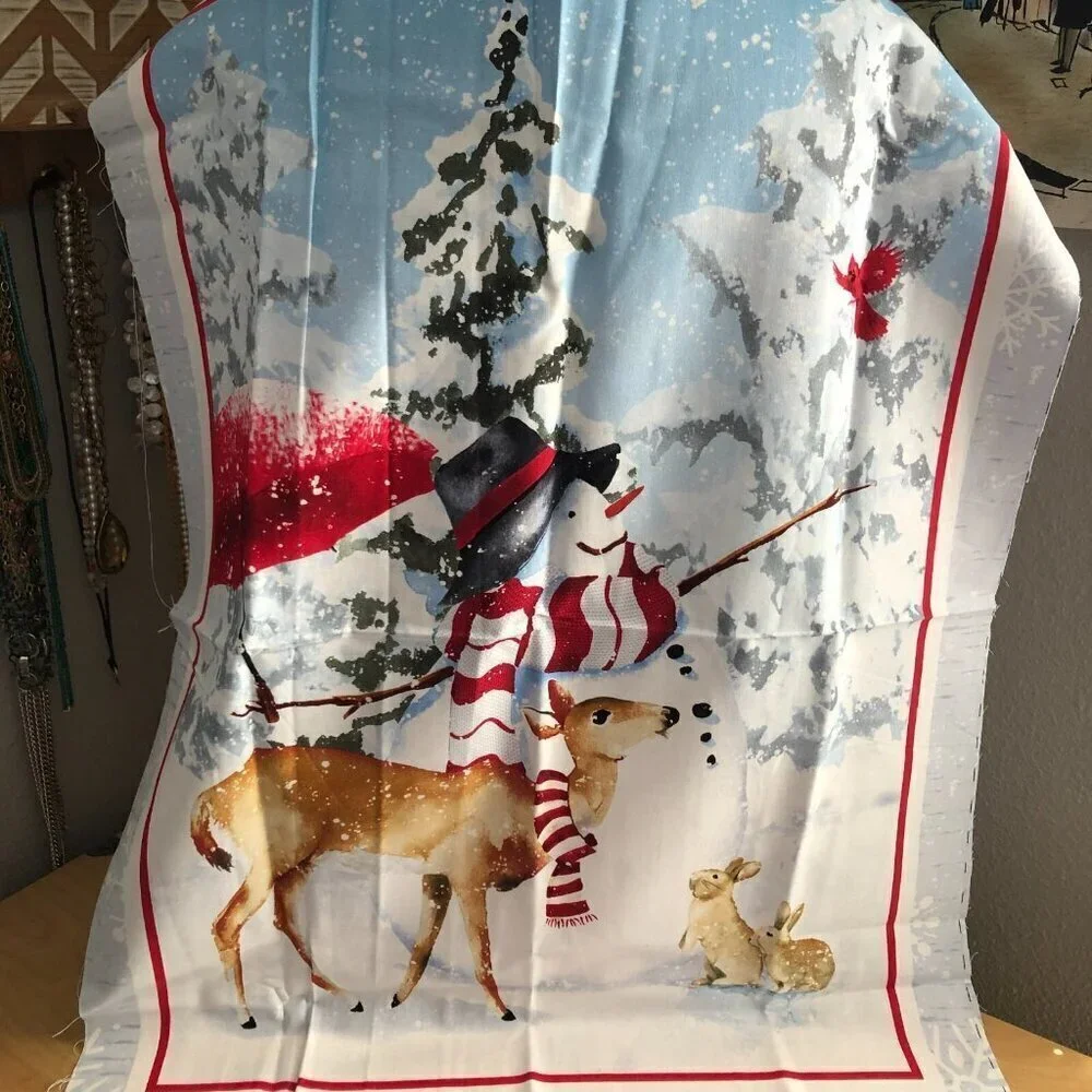 Welcome Winter Snowman Fabric Panel 24